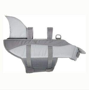 Gray Dog Life Jacket with Shark Fin-new